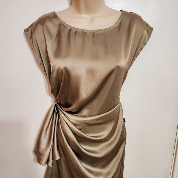 Dolce Viva Green Satin Wrap Dress Sleeveless Medium - Picture 3 of 12